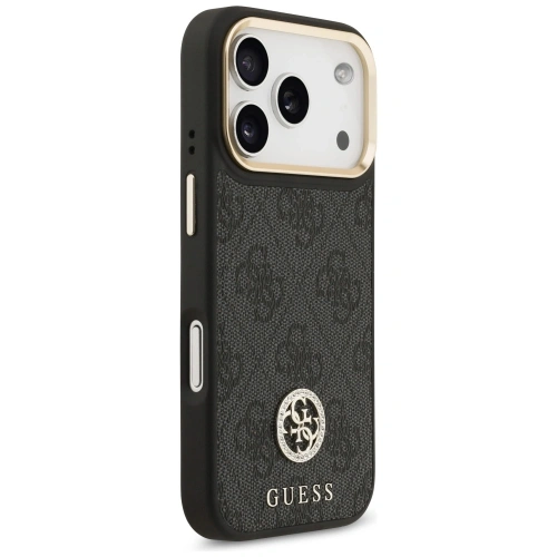 Etui Guess 4G Strass Logo & Big Strap Metal Buttons MagSafe do Apple iPhone 17 Pro czarny
