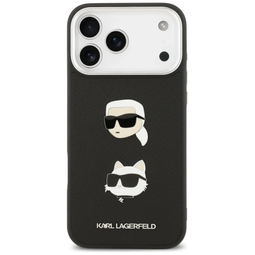 Etui Karl Lagerfeld FW Grained Karl & Choupette Heads Pins & Logo do Apple iPhone 17 Pro Max czarny