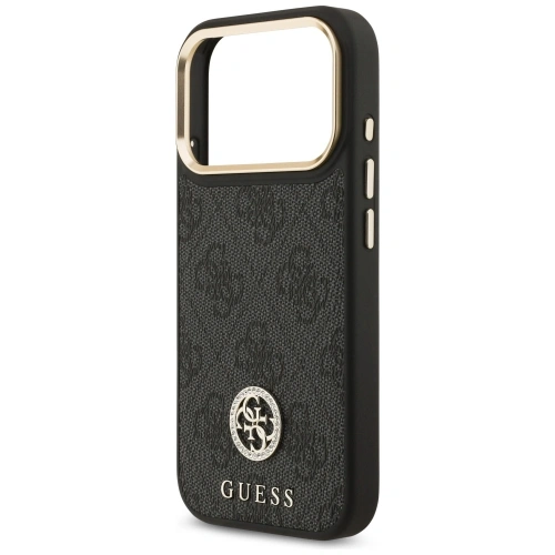 Etui Guess 4G Strass Logo & Big Strap Metal Buttons MagSafe do Apple iPhone 17 Pro czarny