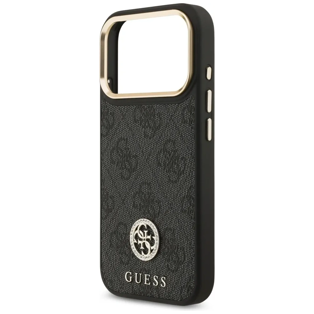 Etui Guess 4G Strass Logo & Big Strap Metal Buttons MagSafe do Apple iPhone 17 Pro czarny
