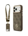Etui Guess 4G Strass Logo & Big Strap Metal Buttons MagSafe do Apple iPhone 17 Pro Max brązowy