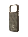 Etui Guess 4G Strass Logo & Big Strap Metal Buttons MagSafe do Apple iPhone 17 Pro Max brązowy