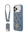 Etui Guess 4G Strass Logo & Big Strap Metal Buttons MagSafe do Apple iPhone 17 Pro Max niebieski