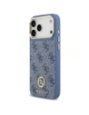 Etui Guess 4G Strass Logo & Big Strap Metal Buttons MagSafe do Apple iPhone 17 Pro Max niebieski
