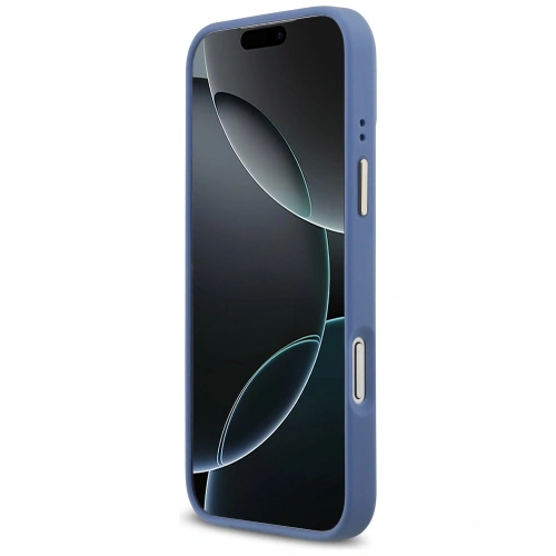 Etui Guess 4G Strass Logo & Big Strap Metal Buttons MagSafe do Apple iPhone 17 Pro Max niebieski