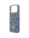 Etui Guess 4G Strass Logo & Big Strap Metal Buttons MagSafe do Apple iPhone 17 Pro Max niebieski