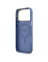 Etui Guess 4G Strass Logo & Big Strap Metal Buttons MagSafe do Apple iPhone 17 Pro Max niebieski