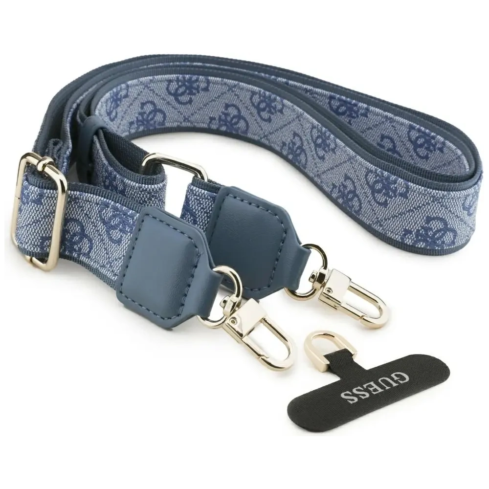 Etui Guess 4G Strass Logo & Big Strap Metal Buttons MagSafe do Apple iPhone 17 Pro Max niebieski