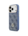 Etui Guess 4G Strass Logo & Big Strap Metal Buttons MagSafe do Apple iPhone 17 Pro niebieski