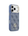 Etui Guess 4G Strass Logo & Big Strap Metal Buttons MagSafe do Apple iPhone 17 Pro niebieski