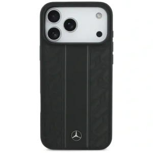 Etui Mercedes Leather Laurel Leaves Stripes MagSafe do Apple iPhone 17 Pro Max czarny