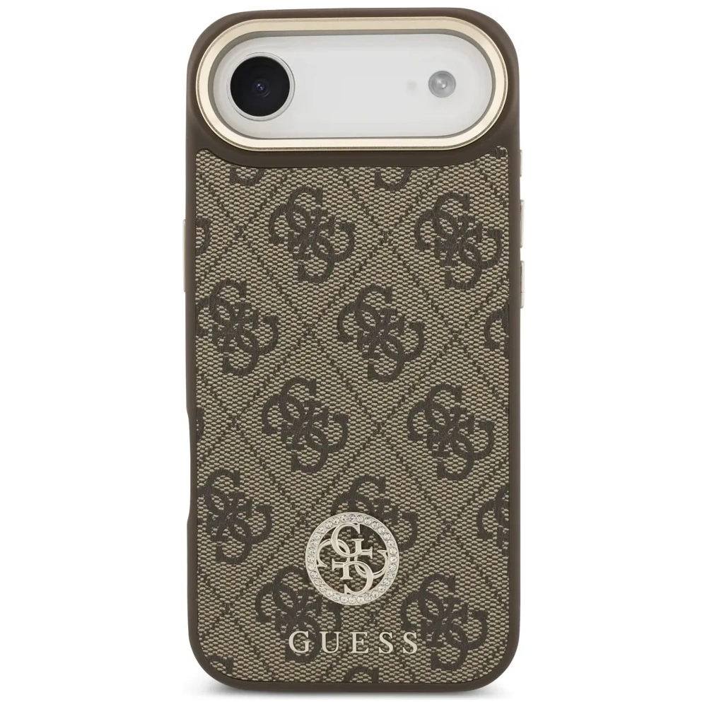 Etui Guess 4G Strass Logo & Big Strap Metal Buttons MagSafe do Apple iPhone Air brązowy