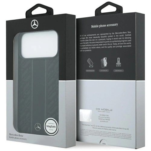 Etui Mercedes Leather Laurel Leaves Stripes MagSafe do Apple iPhone 17 Pro Max czarny