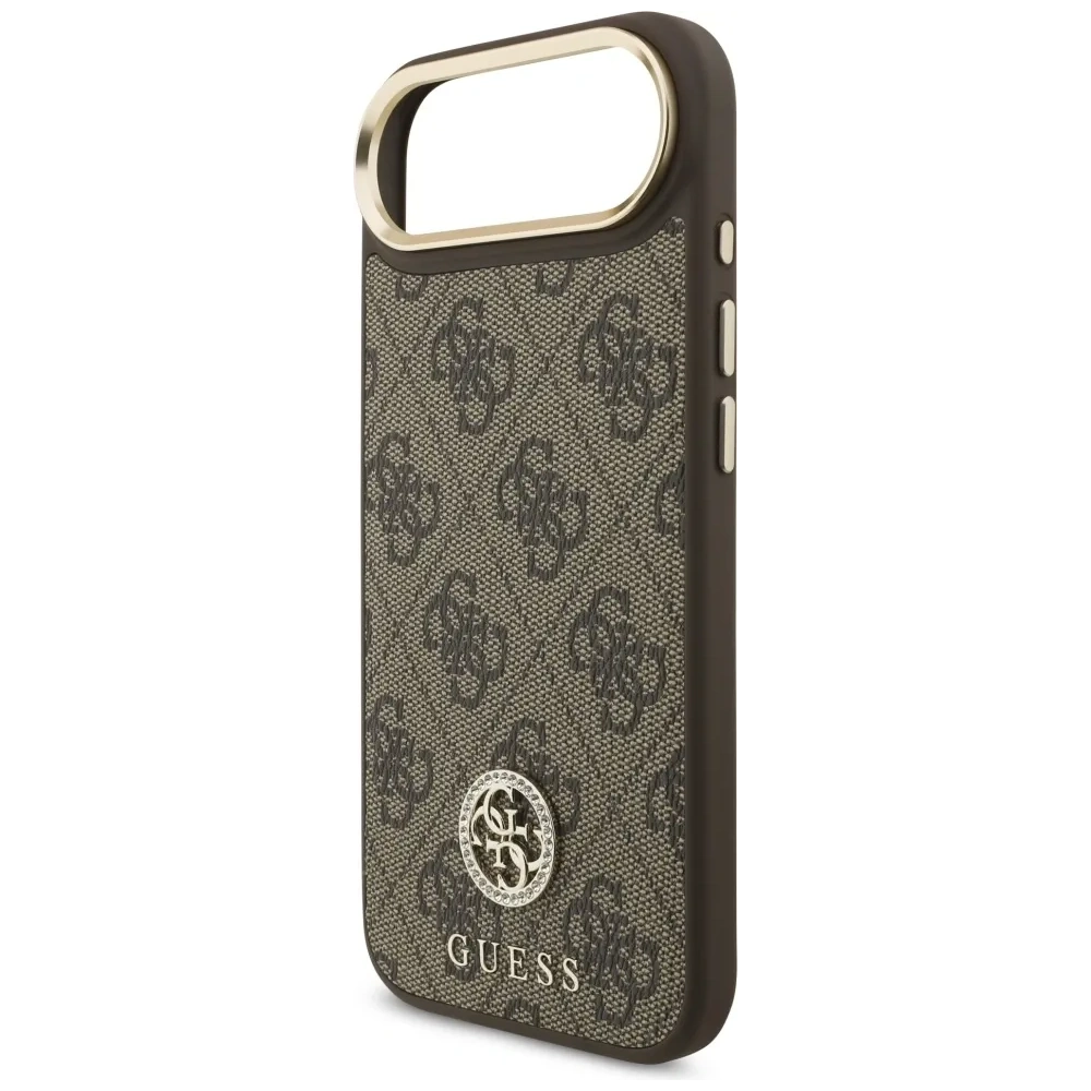Etui Guess 4G Strass Logo & Big Strap Metal Buttons MagSafe do Apple iPhone Air brązowy