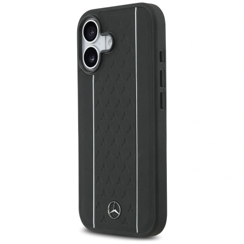 Etui Mercedes Leather Star Pattern Stripes MagSafe do Apple iPhone 17 czarny