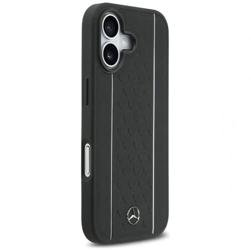Etui Mercedes Leather Star Pattern Stripes MagSafe do Apple iPhone 17 czarny
