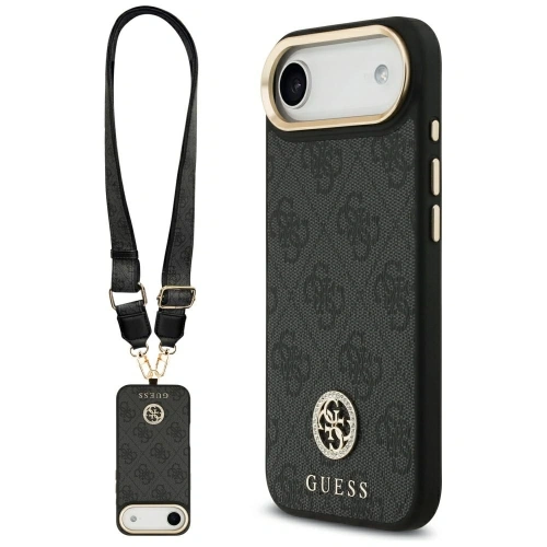 Etui Guess 4G Strass Logo & Big Strap Metal Buttons MagSafe do Apple iPhone Air czarny
