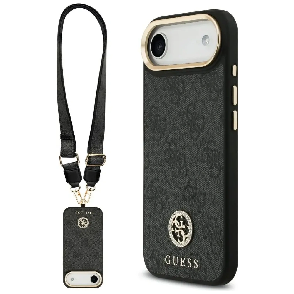 Etui Guess 4G Strass Logo & Big Strap Metal Buttons MagSafe do Apple iPhone Air czarny