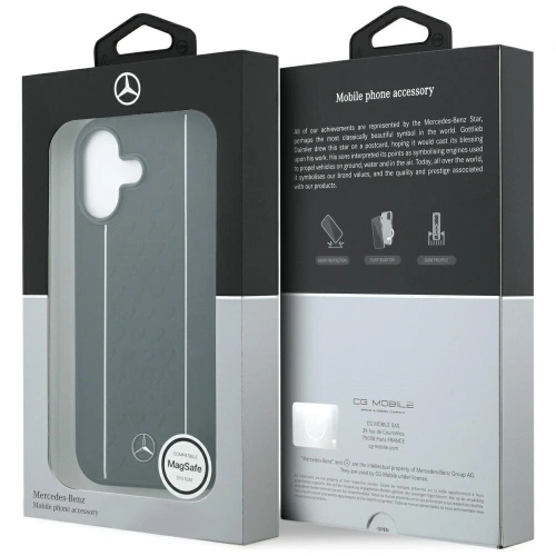 Etui Mercedes Leather Star Pattern Stripes MagSafe do Apple iPhone 17 czarny