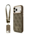 Etui Guess 4G Triangle Logo & Big Strap Metal Buttons MagSafe do Apple iPhone 17 Pro Max brązowy