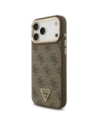 Etui Guess 4G Triangle Logo & Big Strap Metal Buttons MagSafe do Apple iPhone 17 Pro Max brązowy