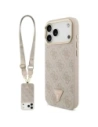 Etui Guess 4G Triangle Logo & Big Strap Metal Buttons MagSafe do Apple iPhone 17 Pro Max różowy