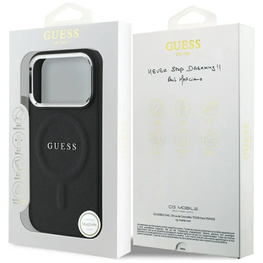 Etui Guess Classic Logo MagSafe do Apple iPhone 17 Pro czarny