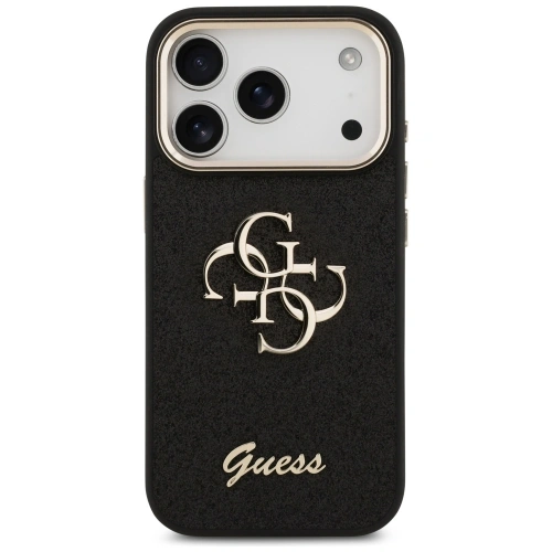 Etui Guess Fixed Glitter Big 4G Metal Frame do Apple iPhone 17 Pro czarny