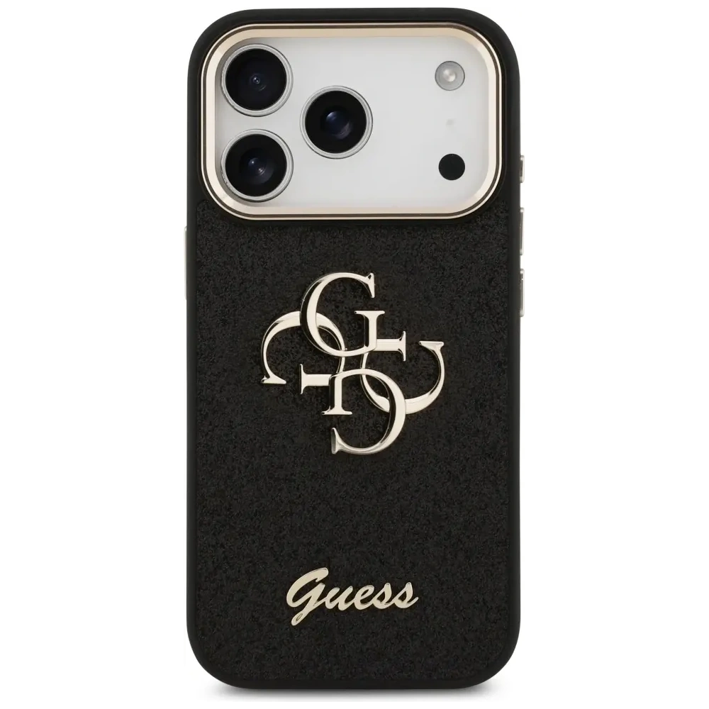 Etui Guess Fixed Glitter Big 4G Metal Frame do Apple iPhone 17 Pro czarny