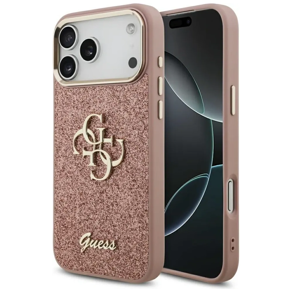 Etui Guess Fixed Glitter Big 4G Metal Frame do Apple iPhone 17 Pro Max różowy