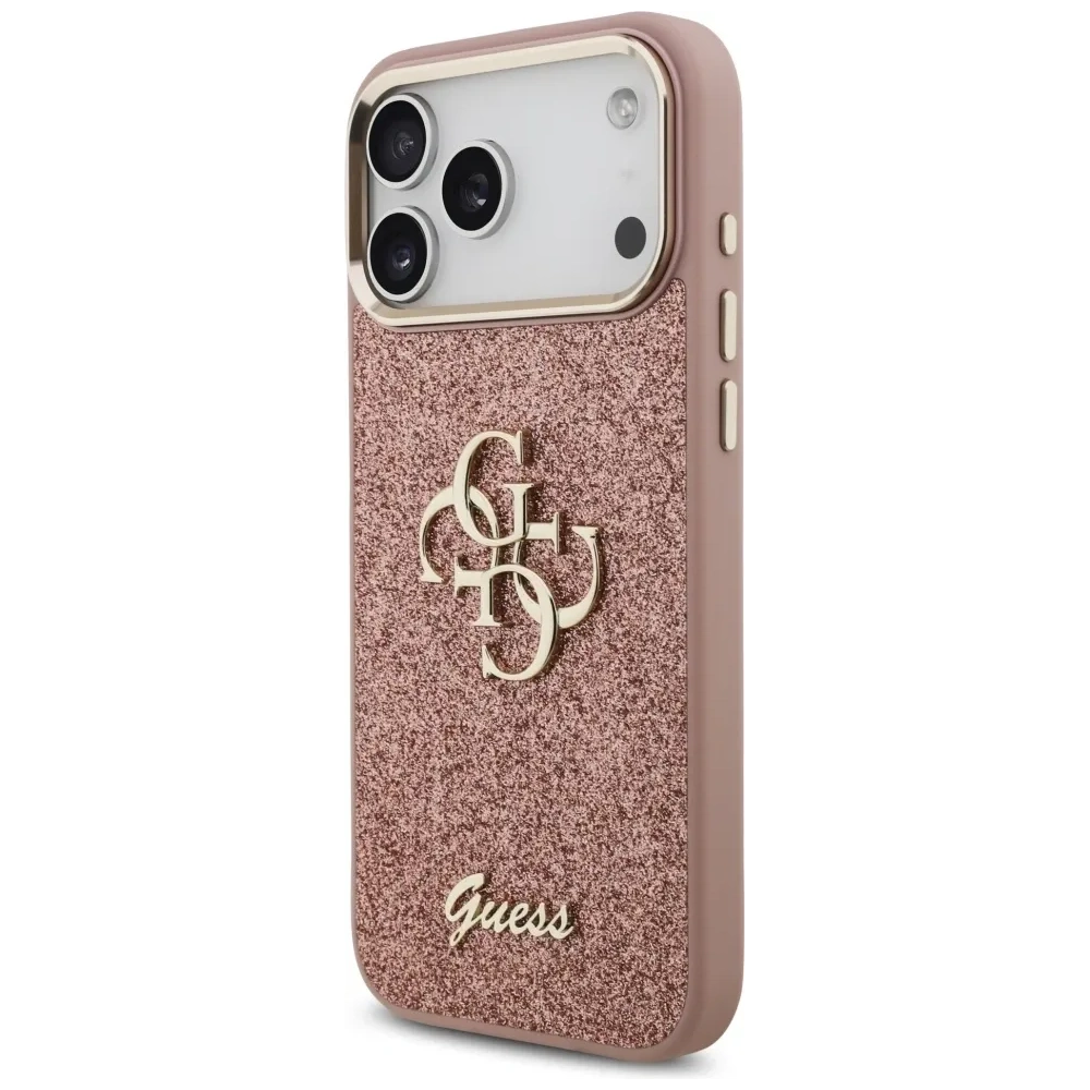 Etui Guess Fixed Glitter Big 4G Metal Frame do Apple iPhone 17 Pro Max różowy
