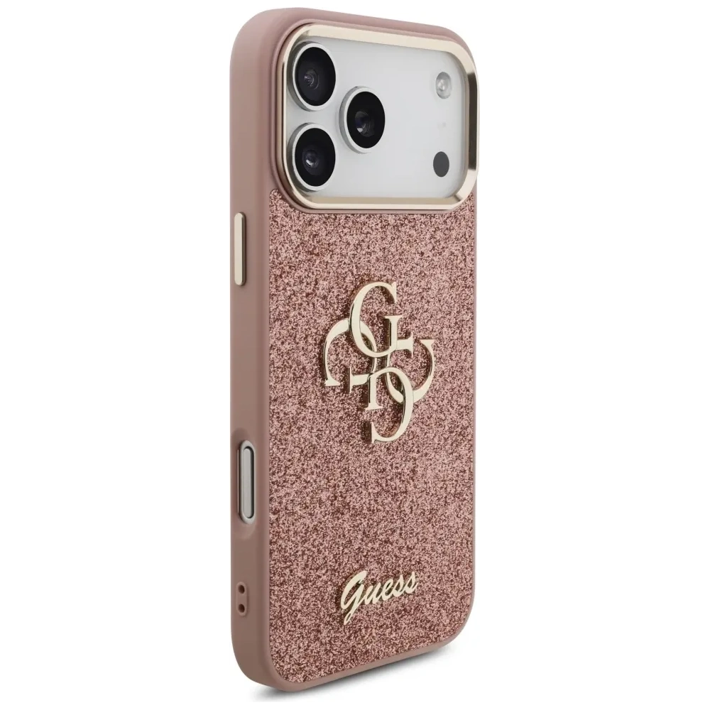 Etui Guess Fixed Glitter Big 4G Metal Frame do Apple iPhone 17 Pro Max różowy