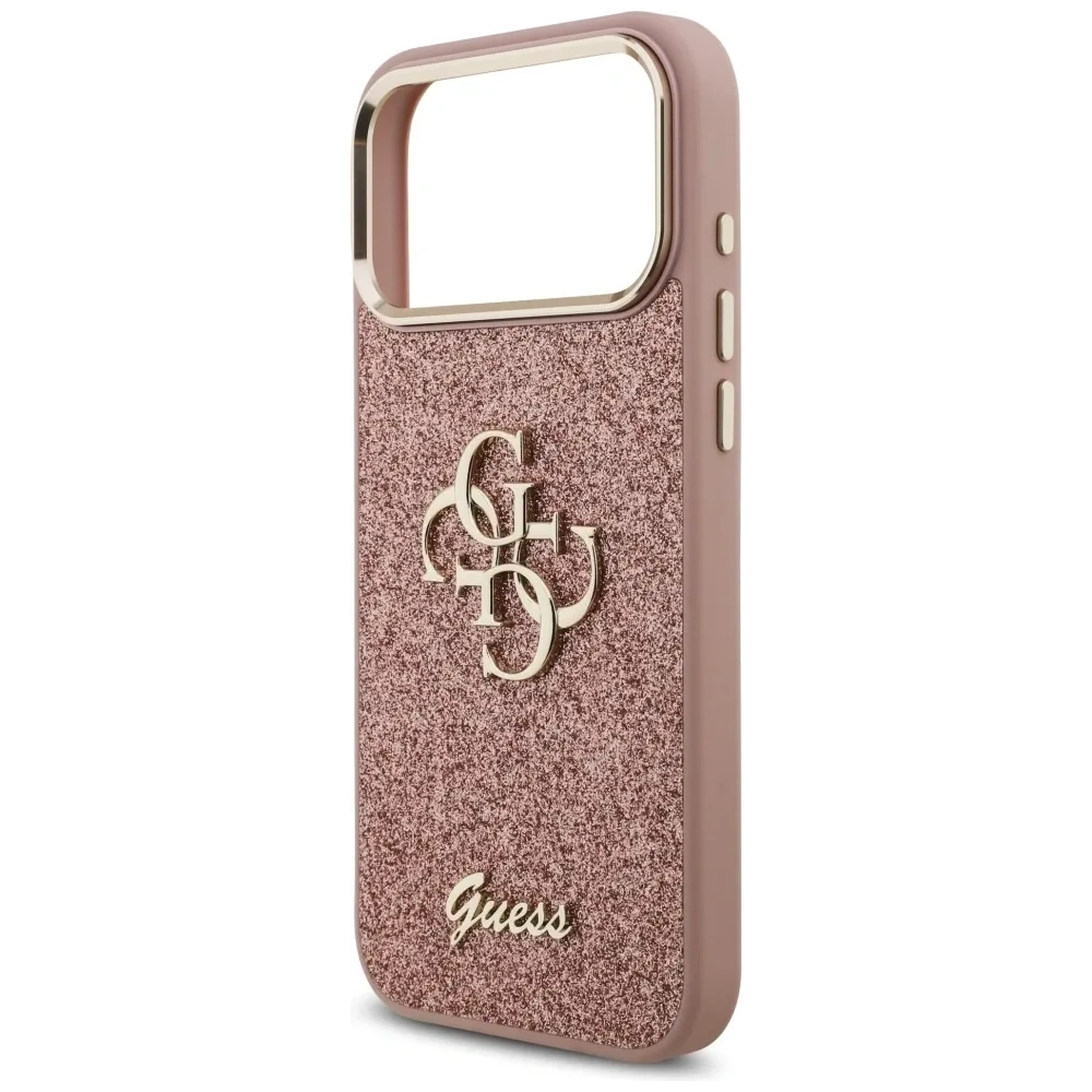 Etui Guess Fixed Glitter Big 4G Metal Frame do Apple iPhone 17 Pro Max różowy