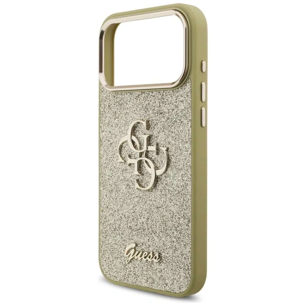 Etui Guess Fixed Glitter Big 4G Metal Frame do Apple iPhone 17 Pro Max złoty