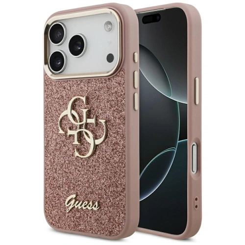 Etui Guess Fixed Glitter Big 4G Metal Frame do Apple iPhone 17 Pro różowy