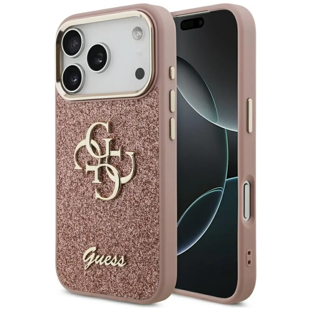 Etui Guess Fixed Glitter Big 4G Metal Frame do Apple iPhone 17 Pro różowy