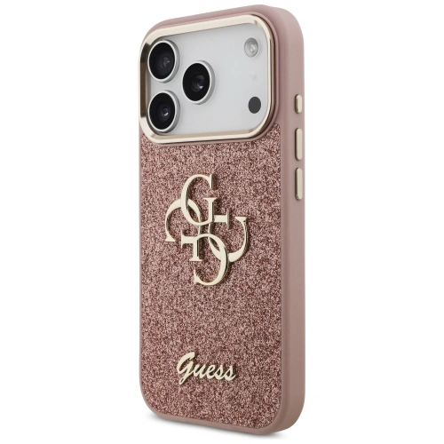 Etui Guess Fixed Glitter Big 4G Metal Frame do Apple iPhone 17 Pro różowy
