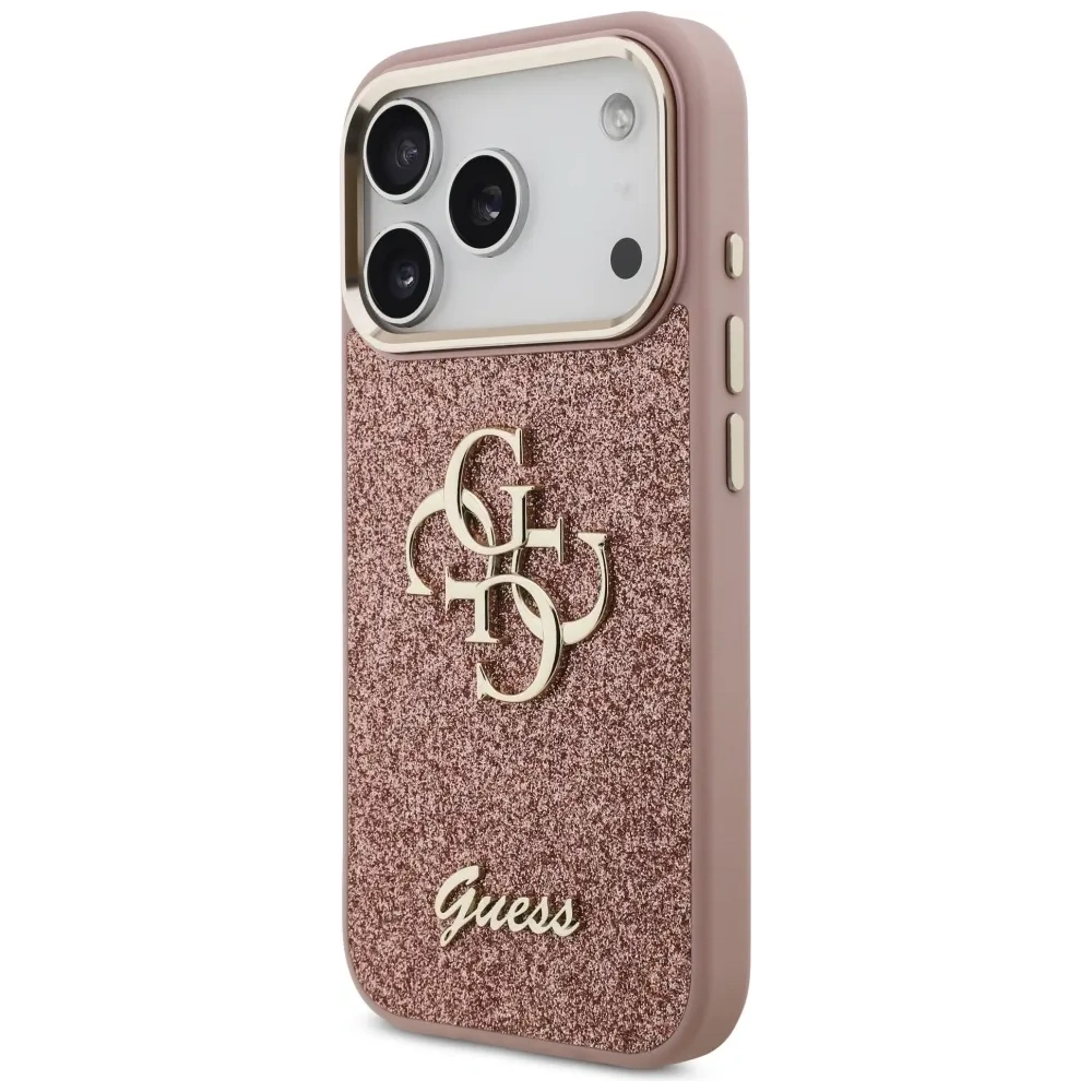 Etui Guess Fixed Glitter Big 4G Metal Frame do Apple iPhone 17 Pro różowy