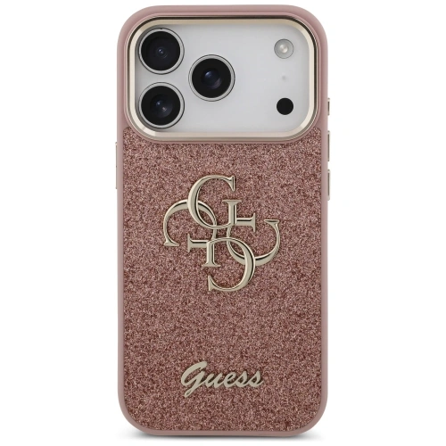 Etui Guess Fixed Glitter Big 4G Metal Frame do Apple iPhone 17 Pro różowy