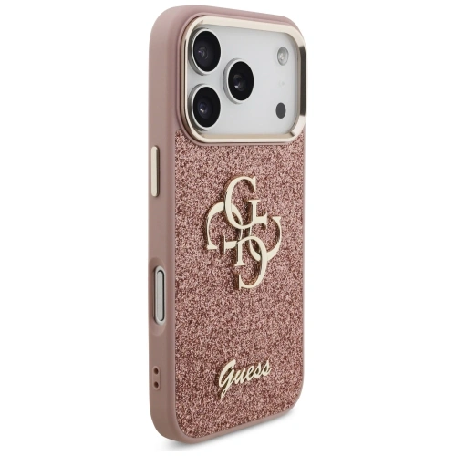 Etui Guess Fixed Glitter Big 4G Metal Frame do Apple iPhone 17 Pro różowy