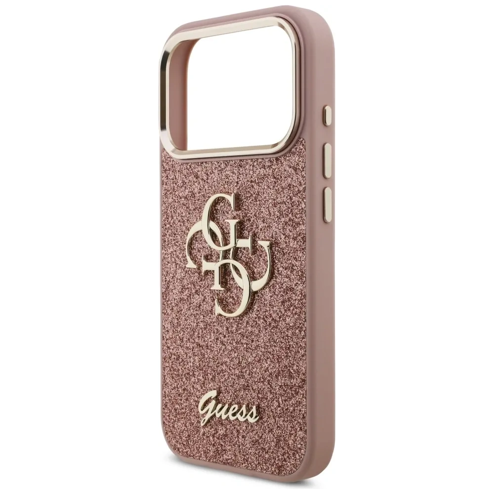 Etui Guess Fixed Glitter Big 4G Metal Frame do Apple iPhone 17 Pro różowy