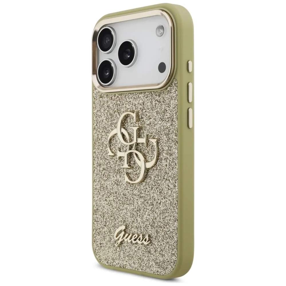 Etui Guess Fixed Glitter Big 4G Metal Frame do Apple iPhone 17 Pro złoty