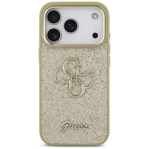 Etui Guess Fixed Glitter Big 4G Metal Frame do Apple iPhone 17 Pro złoty