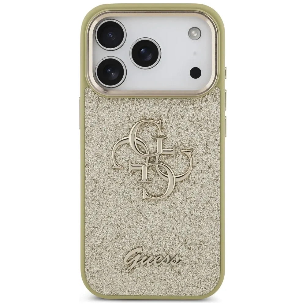 Etui Guess Fixed Glitter Big 4G Metal Frame do Apple iPhone 17 Pro złoty