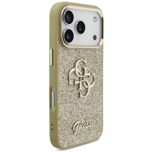 Etui Guess Fixed Glitter Big 4G Metal Frame do Apple iPhone 17 Pro złoty