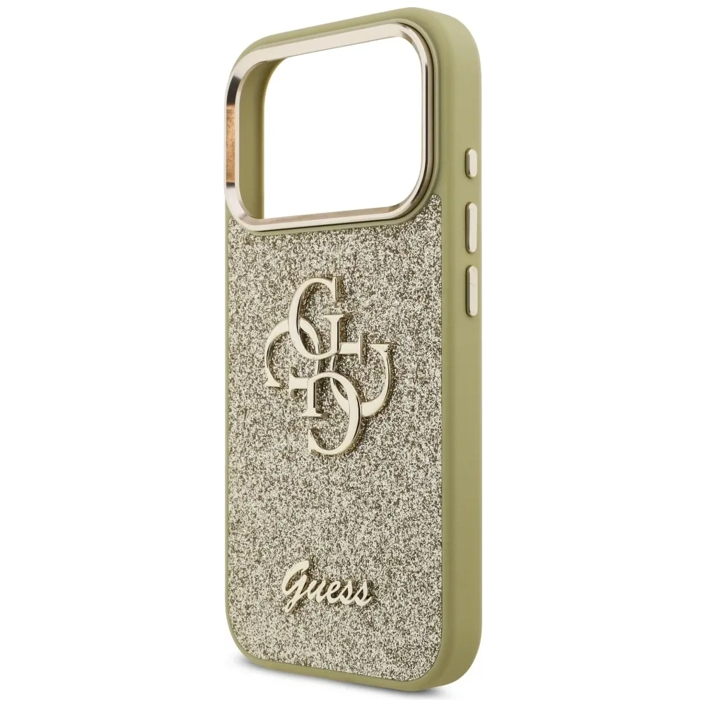 Etui Guess Fixed Glitter Big 4G Metal Frame do Apple iPhone 17 Pro złoty