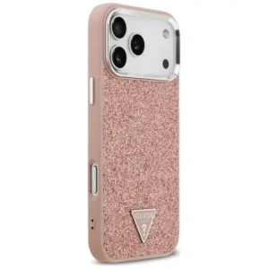 Etui Guess Glitter Triangle Logo MagSafe do Apple iPhone 17 Pro Max różowy