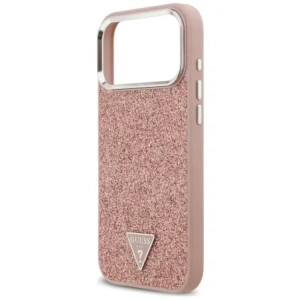 Etui Guess Glitter Triangle Logo MagSafe do Apple iPhone 17 Pro Max różowy