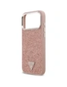 Etui Guess Glitter Triangle Logo MagSafe do Apple iPhone 17 Pro Max różowy
