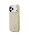 Etui Guess Glitter Triangle Logo MagSafe do Apple iPhone 17 Pro Max złoty